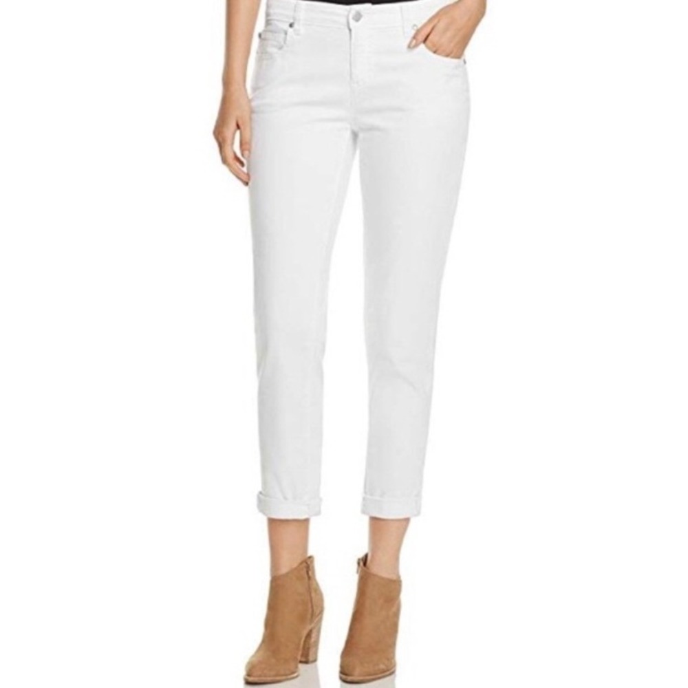 Eileen Fisher Boyfriend Jeans Womens 6 White NWT Organic Cotton Stretch Denim